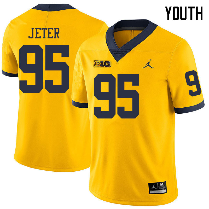 Jordan Brand Youth #95 Donovan Jeter Michigan Wolverines College Football Jerseys Sale-Yellow